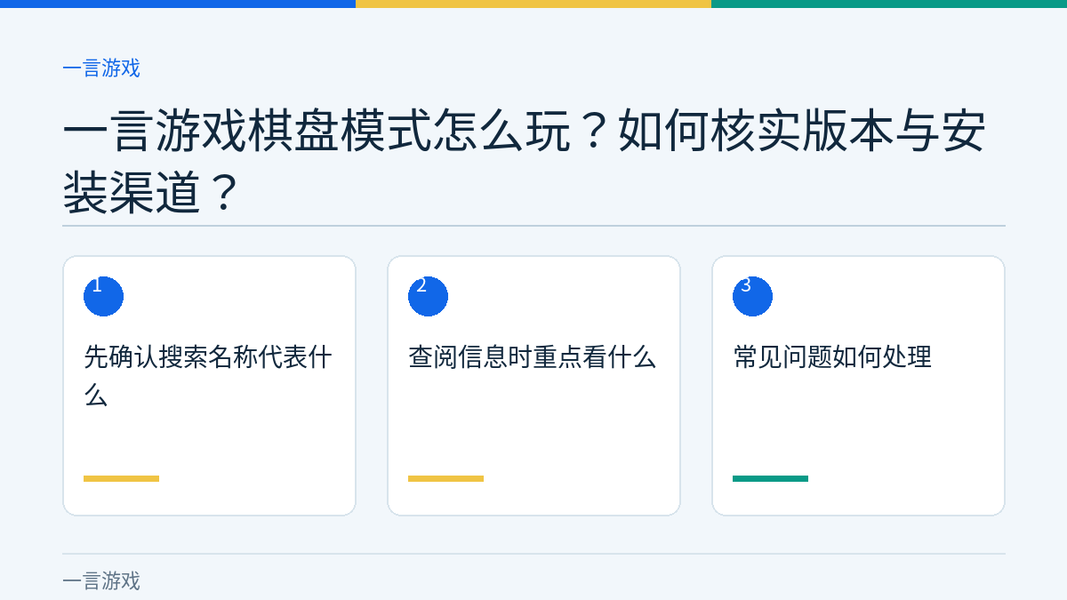 一言游戏棋盘模式怎么玩？如何核实版本与安装渠道？的三个核对步骤示意图