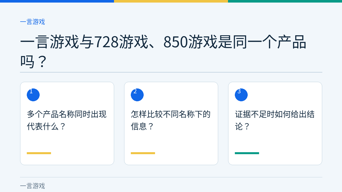 一言游戏与728游戏、850游戏是同一个产品吗？的三个核对步骤示意图