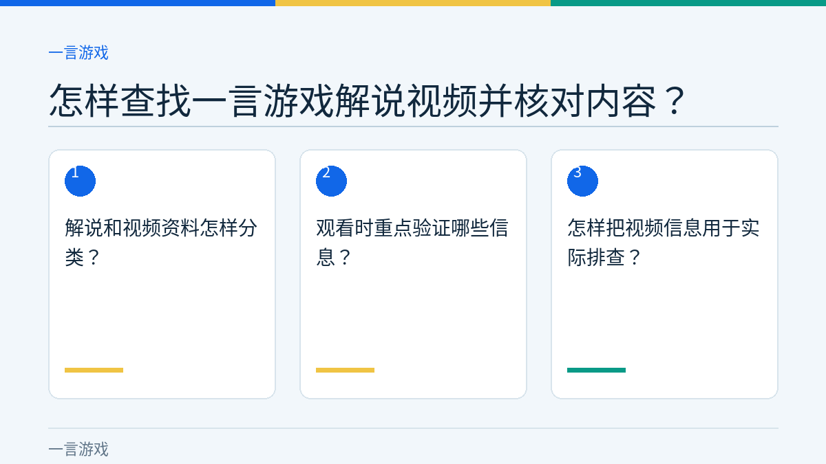 怎样查找一言游戏解说视频并核对内容？的三个核对步骤示意图